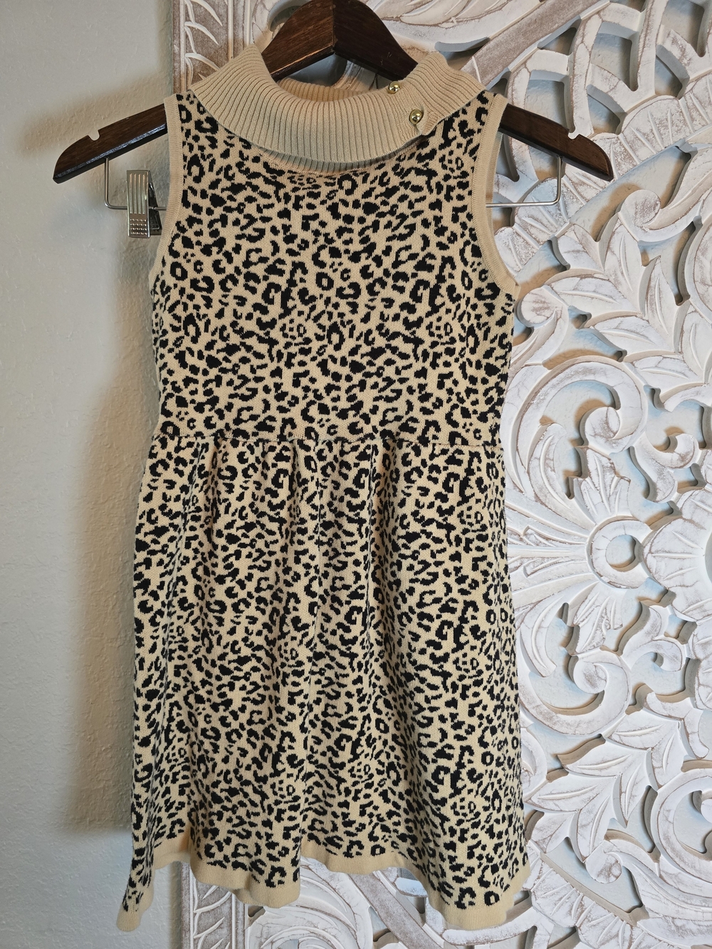 Janie And Jack Girls Leopard Print Sleeveless Sweater Dress 7